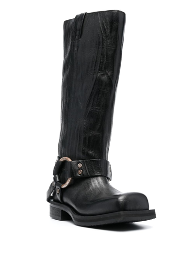 Shop Acne Studios 30mm Knee-high Leather Boots In Black