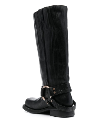 Acne Studios Embellished Crinkled-leather Knee Boots In Black