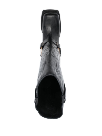 Acne Studios Embellished Crinkled-leather Knee Boots In Black