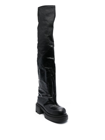 Rick Owens Bogun 78mm Leather Flared Boots In Black