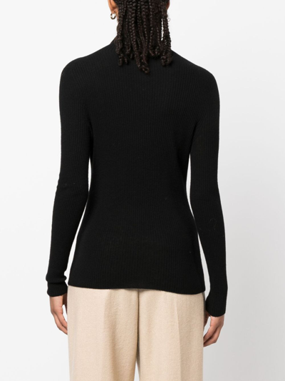 Shop Fabiana Filippi Ribbed Wool-blend Jumper In Black