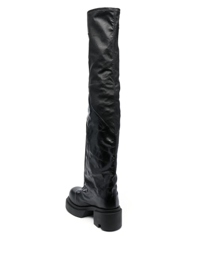 Rick Owens Bogun 78mm Leather Flared Boots In Black