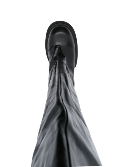 Shop Rick Owens Bogun 78mm Leather Flared Boots In Black