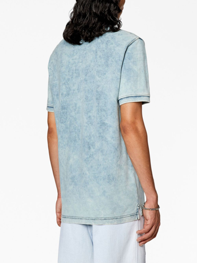 Shop Diesel T-smith-zip Acid-washed Polo Shirt In Blue