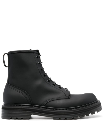 Shop Premiata Lace-up Leather Ankle Boots In Black