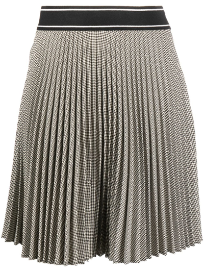 Shop Sandro Crystal-embellished Puppytooth-print Skirt In Black