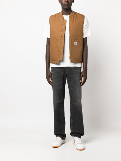 Shop Carhartt Logo-patch Zipped Vest In Brown