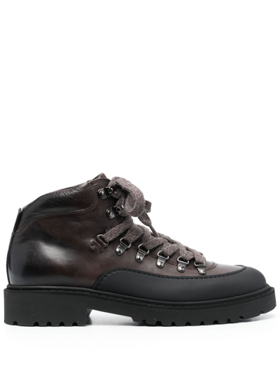 Shop Doucal's Lace-up Leather Ankle Boots In Brown