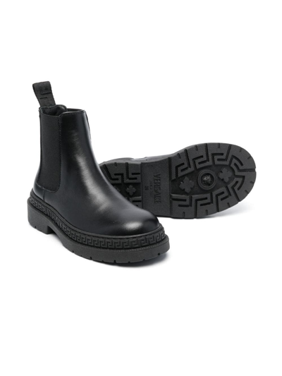Shop Versace Slip-on Leather Ankle Boots In Black