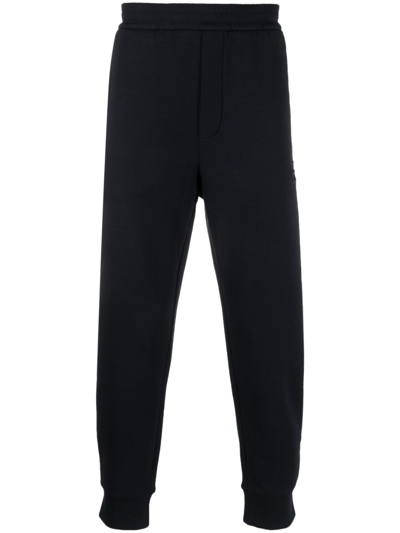 Emporio Armani Logo-embroidered Stretch-cotton Track Pants In Blue