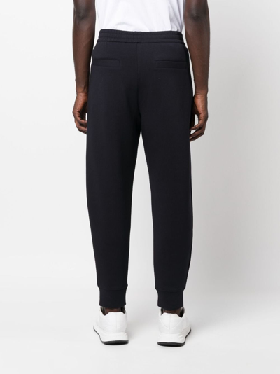 Emporio Armani Logo-embroidered Stretch-cotton Track Pants In Blue