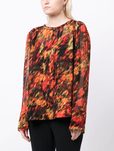Shop 3.1 Phillip Lim / フィリップ リム Abstract-print Semi-sheer Blouse In Red