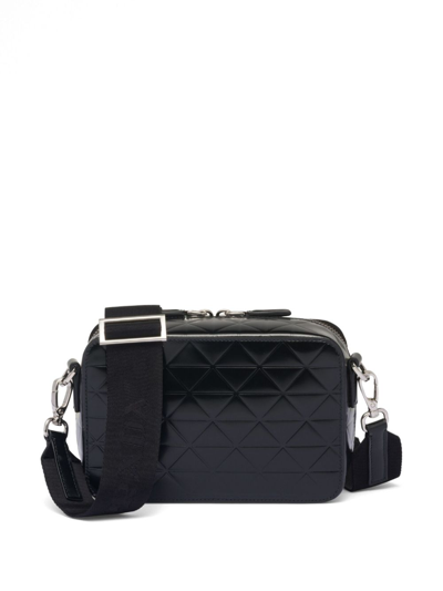 Shop Prada Brique Logo-print Leather Shoulder Bag In Black