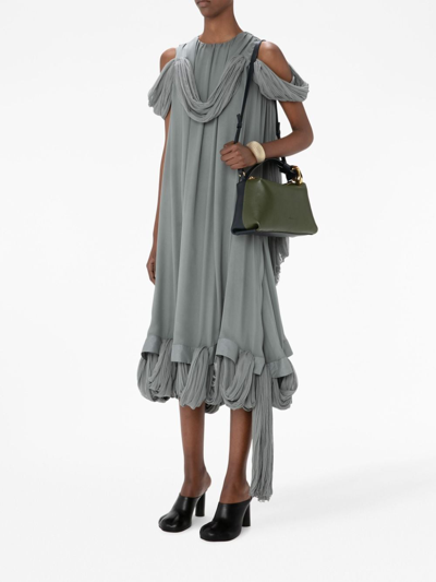 Shop Jw Anderson Asymmetric Sleeveless Midi Dress In Grey
