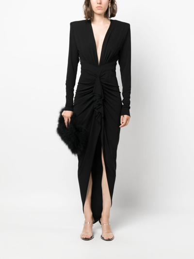 Shop Alexandre Vauthier Gathered Maxi Dress In Black