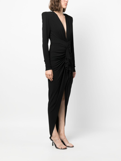 Shop Alexandre Vauthier Gathered Maxi Dress In Black