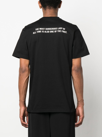 Shop Roberto Cavalli Graphic-print Cotton T-shirt In Black