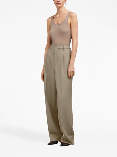 Ami Alexandre Mattiussi Pleated Virgin-wool High-waisted Trousers In Neutrals