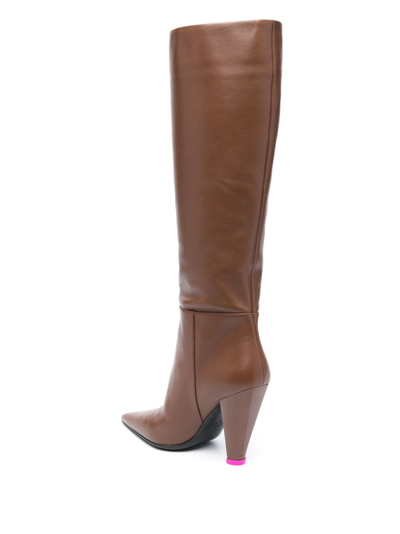 3juin 105mm Leather Knee-length Boots In Brown