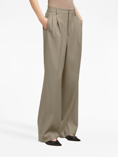 Ami Alexandre Mattiussi Pleated Virgin-wool High-waisted Trousers In Neutrals
