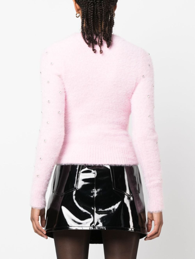 Shop Philosophy Di Lorenzo Serafini Crystal-embellished Knitted Jumper In Pink
