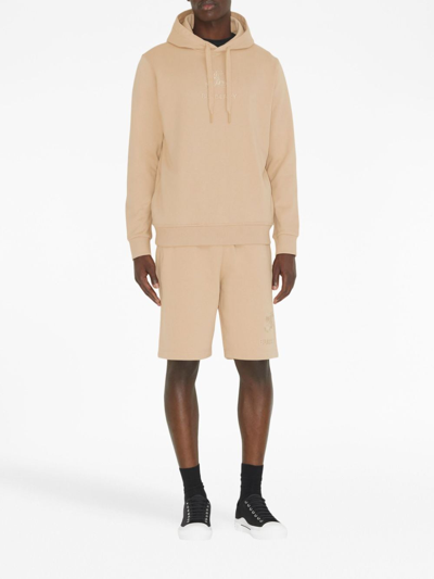 Shop Burberry Ekd-embroidery Cotton Hoodie In Neutrals