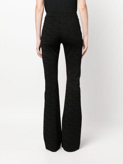 Versace Greca-jacquard Flared Trousers In Black