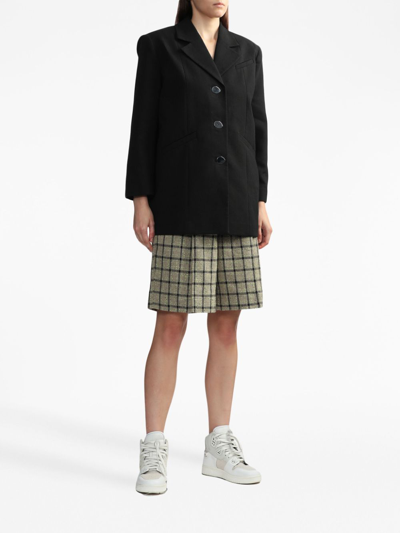 Ganni Single-breasted Shoulder-pads Blazer In Black