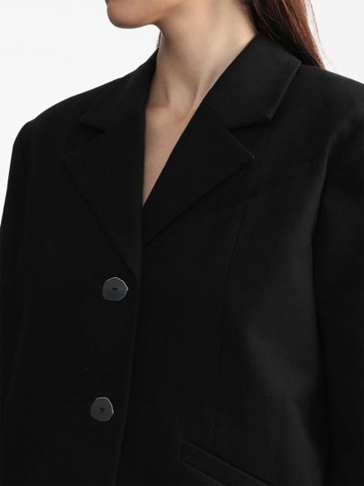 Ganni Single-breasted Shoulder-pads Blazer In Black