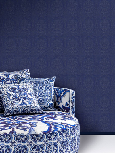 Shop Dolce & Gabbana Monogram Wallpaper In Blue
