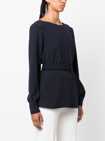 P.a.r.o.s.h Belted Long-sleeve T-shirt In Blue