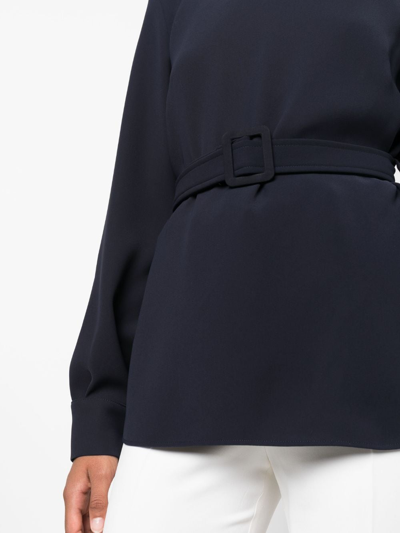 P.a.r.o.s.h Belted Long-sleeve T-shirt In Blue