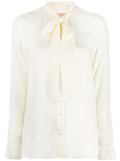 Shop Michael Michael Kors Pussy-collar Long-sleeved Shirt In Neutrals