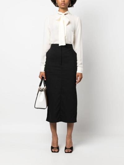 Michael Michael Kors Pussy-bow Collar Button-up Blouse In Neutrals