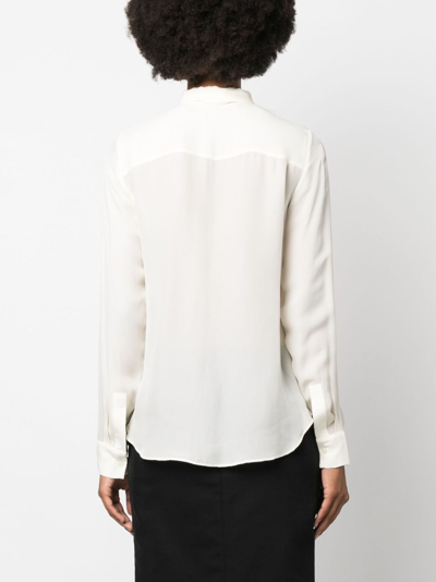 Shop Michael Michael Kors Pussy-collar Long-sleeved Shirt In Neutrals