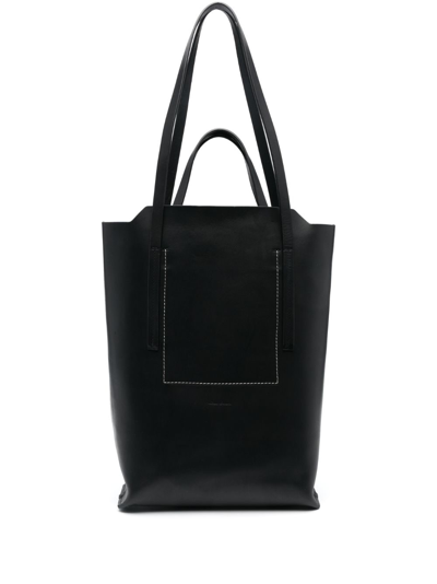 Shop Rick Owens Medium Shopper Leather Tote Bag In Black