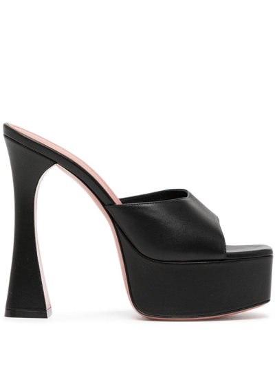 Amina Muaddi Dalida Patent Leather Platform Mules In Black