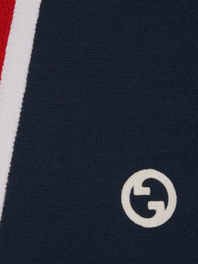 Shop Gucci Interlocking G Logo-patch Wool Cardigan In Blue