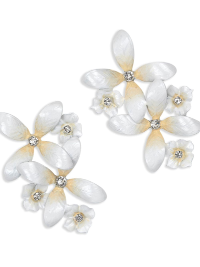 Shop Jennifer Behr Clarissa Crystal-embellished Earrings In White