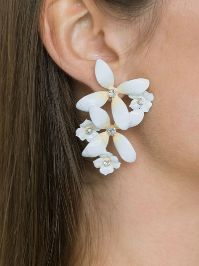 Shop Jennifer Behr Clarissa Crystal-embellished Earrings In White