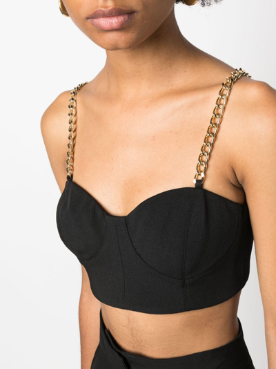 Shop Michael Michael Kors Chain-link Strap Cropped Top In Black