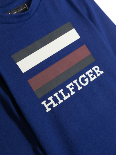 Shop Tommy Hilfiger Junior Logo-print Cotton Sweatshirt In Blue