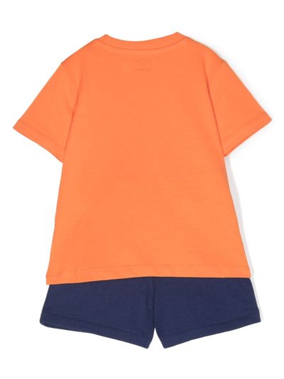 Shop Ralph Lauren Polo Bear-print Cotton Short Set In Orange
