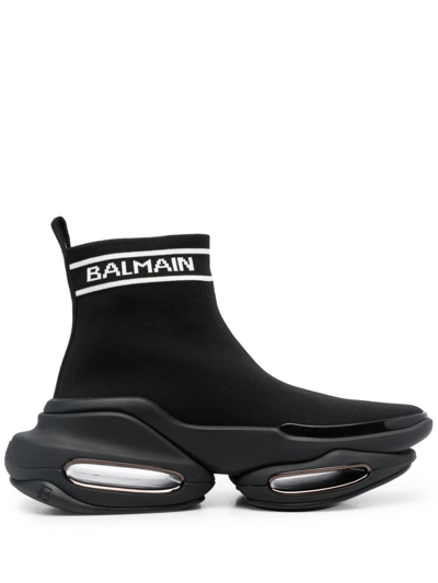 Shop Balmain B-bold High-top Sneakers In Black