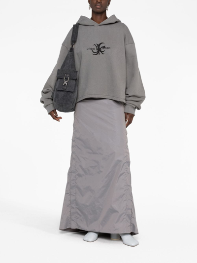 Shop Jade Cropper Press-stud Button Maxi Skirt In Grey