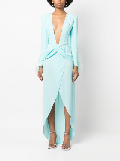 Nervi Ada Plunge-neck Gown In Blue