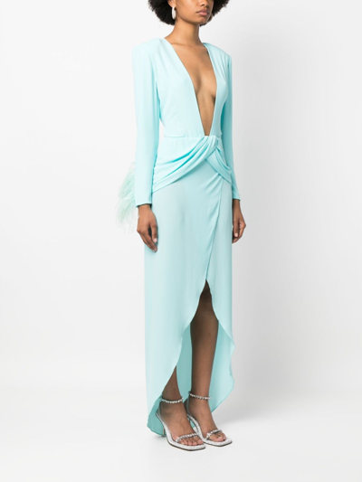 Shop Nervi Ada Plunge-neck Gown In Blue