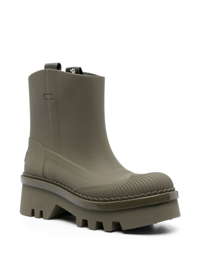Chloé Elegant Grape Leaf Rain Boots With 5.5 Cm Heel In Green