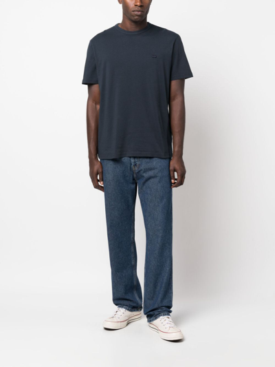 Woolrich Logo-embroidered Cotton T-shirt In Blue