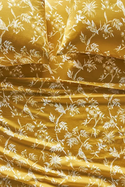 Shop Anthropologie Organic Sateen Printed Sheet Set By  In Yellow Size Standard Pillowcase